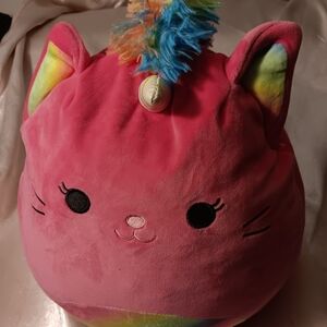 Plush Cat Toy with Rainbow Accents